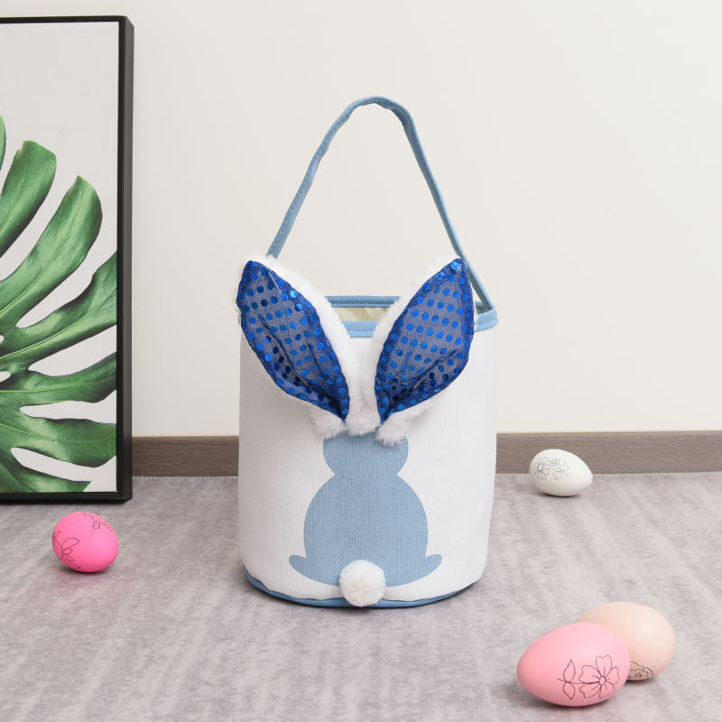 Easter Glow Rabbit Basket Party Supplies Long Ears Bunny Bucket Comfort Plush Easter Eggs Storage Bag Kids Candy Toy Tote Bags