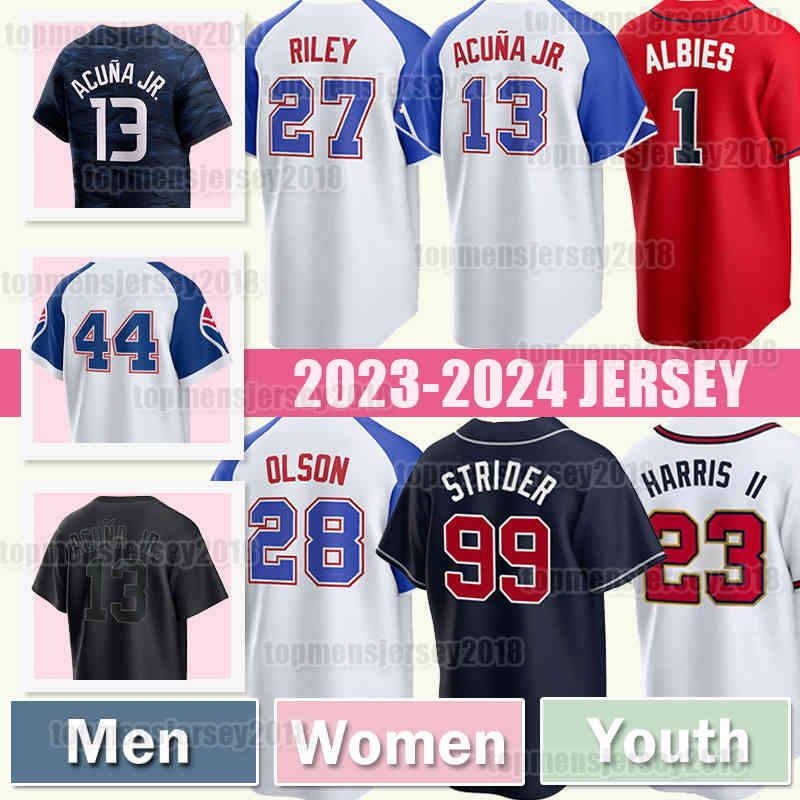 13 Ronald Acuna Jr. Baseball Jersey 27 Austin Riley Spencer Strider Atlanta Matt Olson Marcell Ozuna Eddie Rosario Braves Michael Harris II Mike Soroka Jarred Kelenic