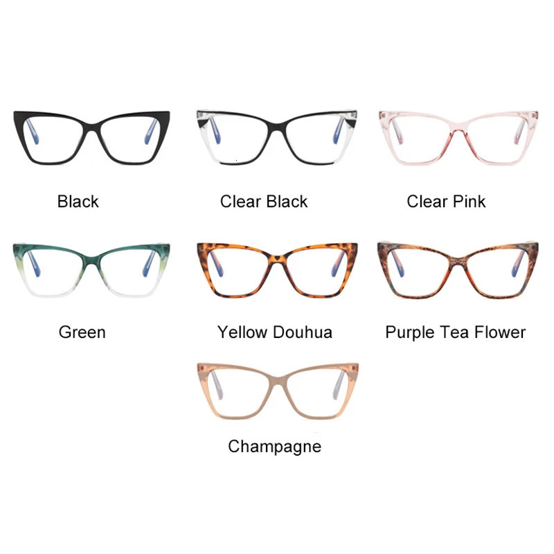 Vintage Blue Light Prescription Cat Eye Glasses 1.5 2 Transparent Computer Eyeglasses TR90 Optical Reading Glasses For Women 240122
