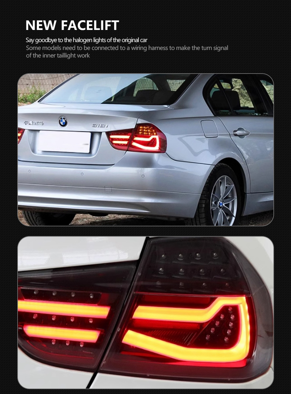 LED Taillight Assembly For BMW E90 2009-2012 320i 323i325i 330i Plug and Play LED Running Turning Brake Reverse Rear Tail lights