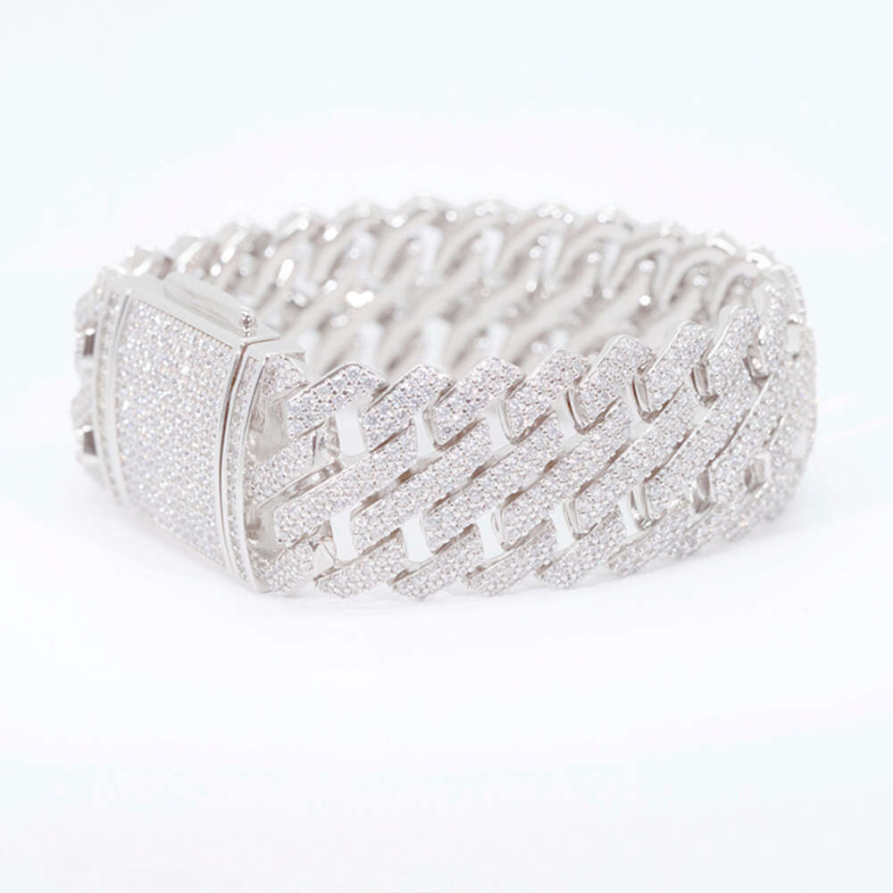 bracelet necklace mossanite Fashion Jewelry Width 26cm 925 Sterling Silver Vvs Round Cut Moissanite Bracelet Iced Out Cuban Link TMXV