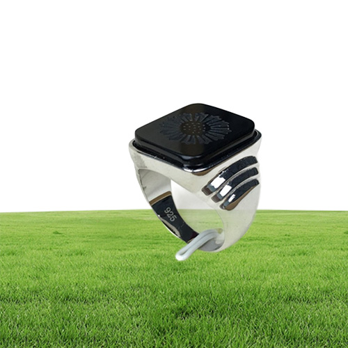 The Great Gatsby High Quality Men039s Ring Black Onyx Ring Men039s Jewelry Silver Color Charm Ring For Men 210310