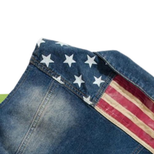 Design Man Denim Vest America Flag Blue Jeans Waistcoat Sleeveless Cowboy Jeans Jacket Men Sleeveless coat w58