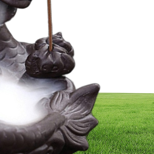 FBIL Dragon Cone Incense Burner Purple sand Backflow Dragon Smoke Holder quotDragon Pondquot coffee 105 x 11 x 10cm1740740