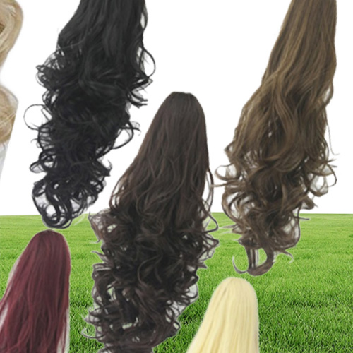Fashion Long Wavy Cosplay Wigs Curls Wavy Ponytail Wigs Claw Clip Pony Tail Hair Extensions Multicolor Women Wig Heat Resistant