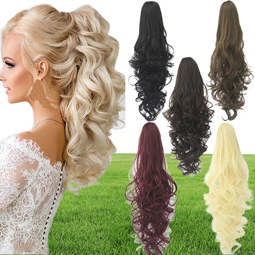 Fashion Long Wavy Cosplay Wigs Curls Wavy Ponytail Wigs Claw Clip Pony Tail Hair Extensions Multicolor Women Wig Heat Resistant