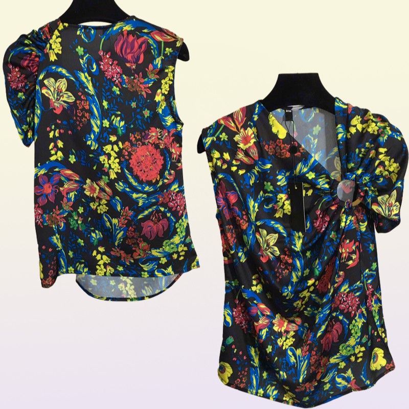 Vintage Printed Womens T Shirts Vest Tops Metal Knot Irregular Short Sleeve Tshirts Tank Summer Design Pullover Clothes