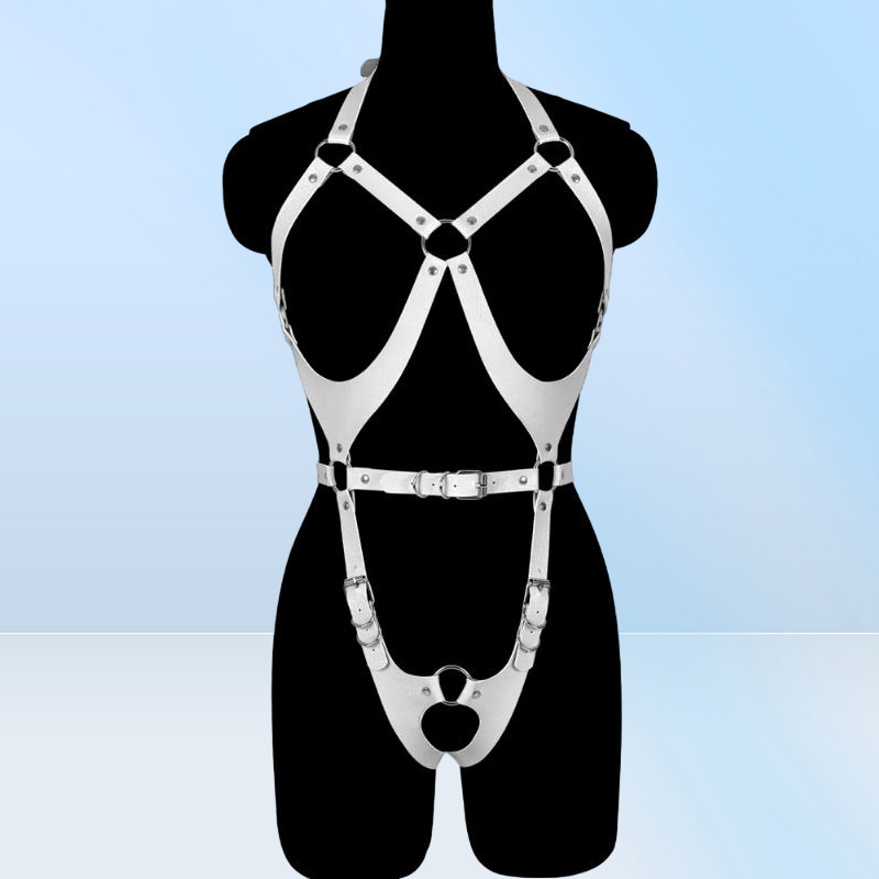 Bustiers Corsets Punk Leather Body Harness Bodysuit Adjust Bondage Bra Leg Garter Belt Women Sexy Lingerie Goth Cage Suit4228713