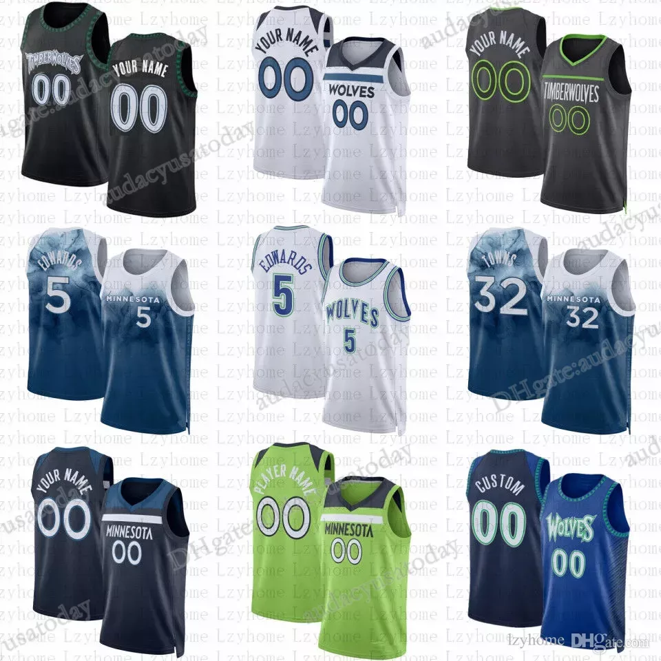 5 Anthony Edwards Rudy Gobert Karl-Anthony Towns Basketball Jerseys Naz Reid Timberwolve DAngelo Russell Wendell Moore Jr. Jaden McDaniels 2023 2024 City Mike Conley