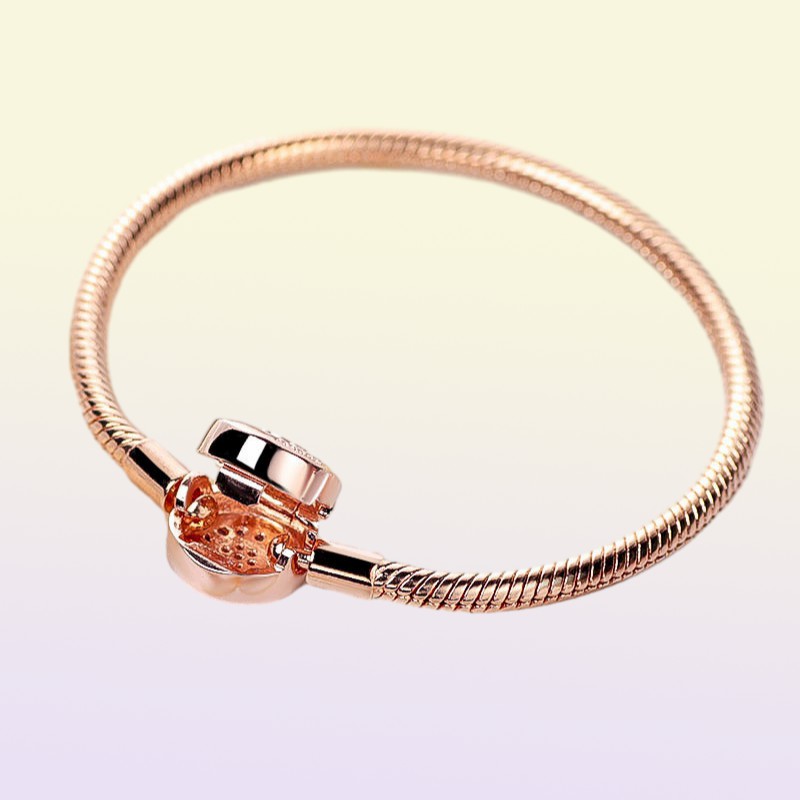 925 Sterling Silver & Rose Gold Plated Bracelet Sparkling Crown O Chain Fashion Bracelet Fits For European Bracelets Charms and Beads