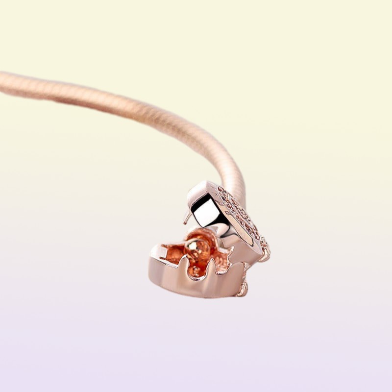 925 Sterling Silver & Rose Gold Plated Bracelet Sparkling Crown O Chain Fashion Bracelet Fits For European Bracelets Charms and Beads