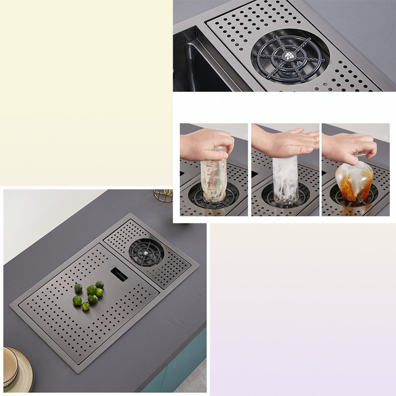 Black Small Size Hidden Kitchen sink Single bowl Bar sink Stainless Steel Balcony sink Concealed Black With cup washer Bar9941544