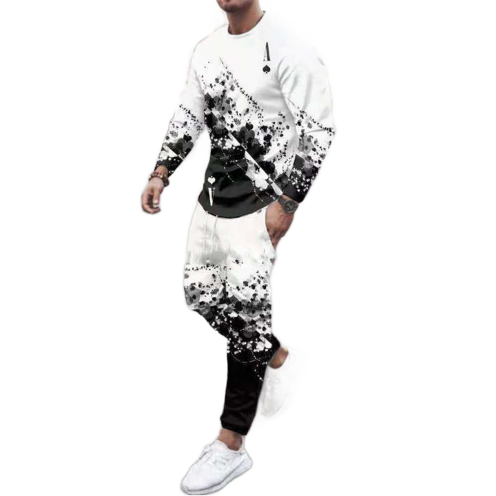 Spring Autumn Men039s Set Casual Sportswear Fashion Male Running Suit Men Longsleeved TshirtSports Trousers 2Piece Plus Siz6427906