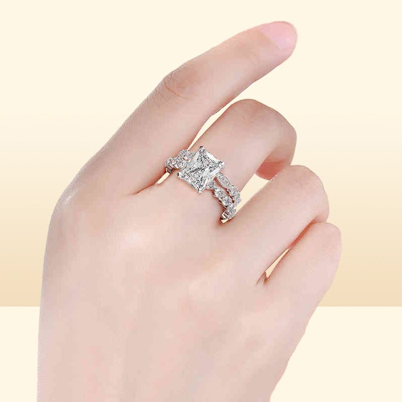OEVAS 100 925 Sterling Silver Wedding Rings Set For Women Sparking Created Moissanite Gemstone Diamonds Engagement Fine Jewelry27
