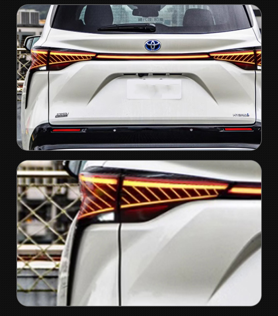 LED Styling Taillight for Toyota Sienna 20 21-2023 Upgrade Through Signal Brake Reverse Lamps Tail Light Assembly