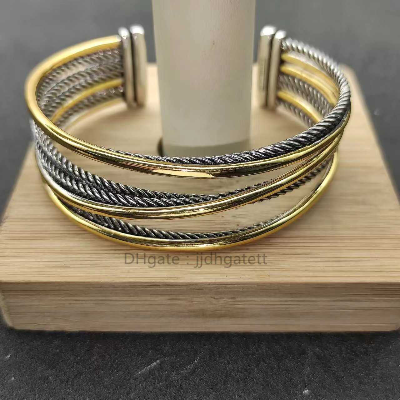 jewelry cable designer bracelets woman row luxury cuff bracelet bangle women Round Separation Bracelet Buckle 925 Sterling Silver 18k Gold Plated logo HU62