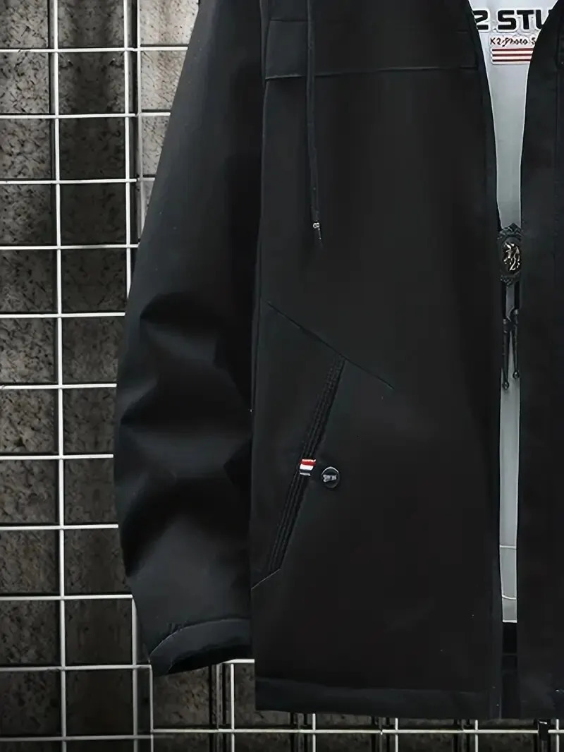 Mens Hooded Padded Thin Jacket Men Casual Coat Windbreaker With Pocket For Spring and Autumn 240122
