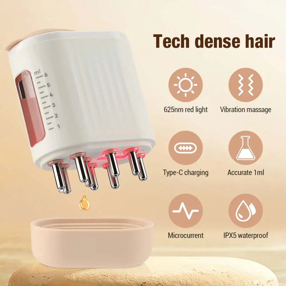 Portable Electric Vibration Massage Comb Red Light Microcurrent Essence Oil Applicator Promote Hair Growth Head Massager 240118