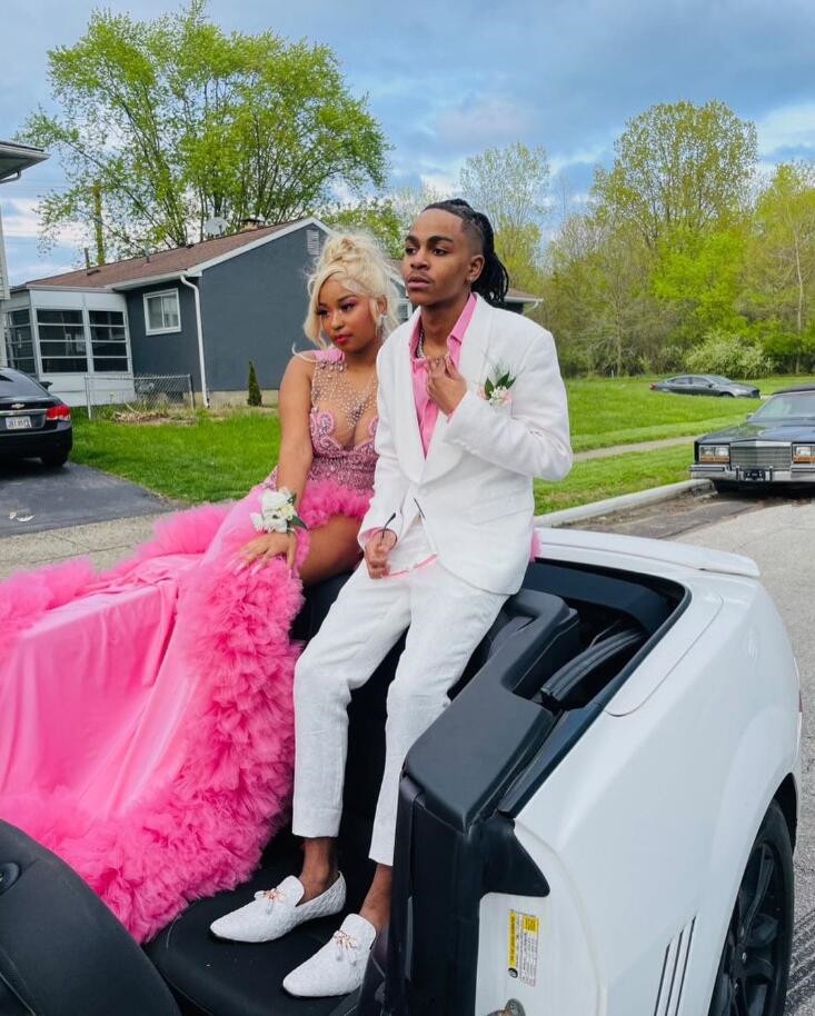 Bubble Pink Sparkly Mermaid Prom Dresses For Women Dia Crystal Slit Ruffles Evening Ceremony Celebrity Gown 0218