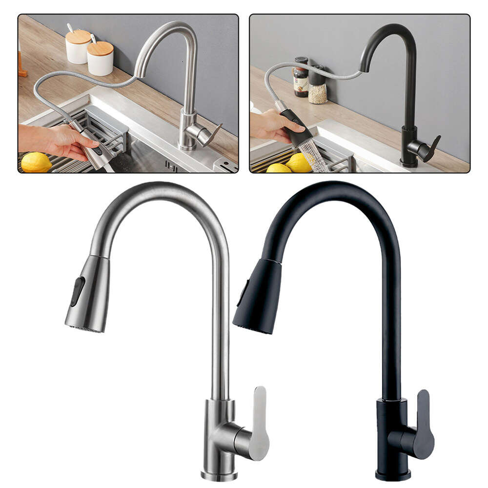 New New Kitchen Faucet Pull-Out Water Tap 2 Modes Sprayer 360 Rotation Hot And Cold Water Mixer Tap Deck Mounted Sink Faucet