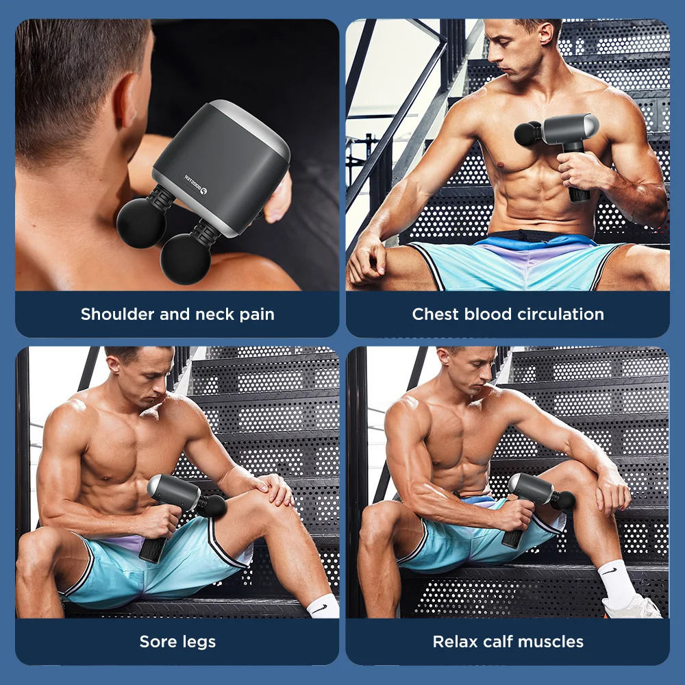 Booster Electric Dual Heads Massage Gun with Compress Portable 4 Gears for Muscle and Shoulder Relaxation Pain Relief 240118