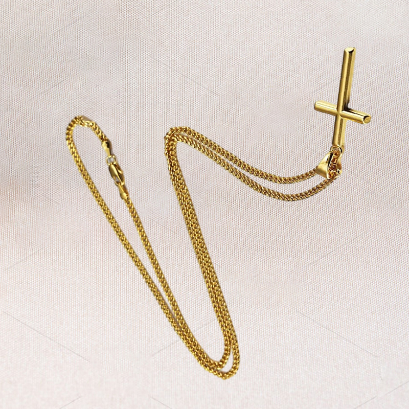 Fashion Charm Mens 18k Gold Cross Pendant Necklaces Hip Hop Jewelry Stainless Steel Chain Men Silver Necklace For Women Gifts