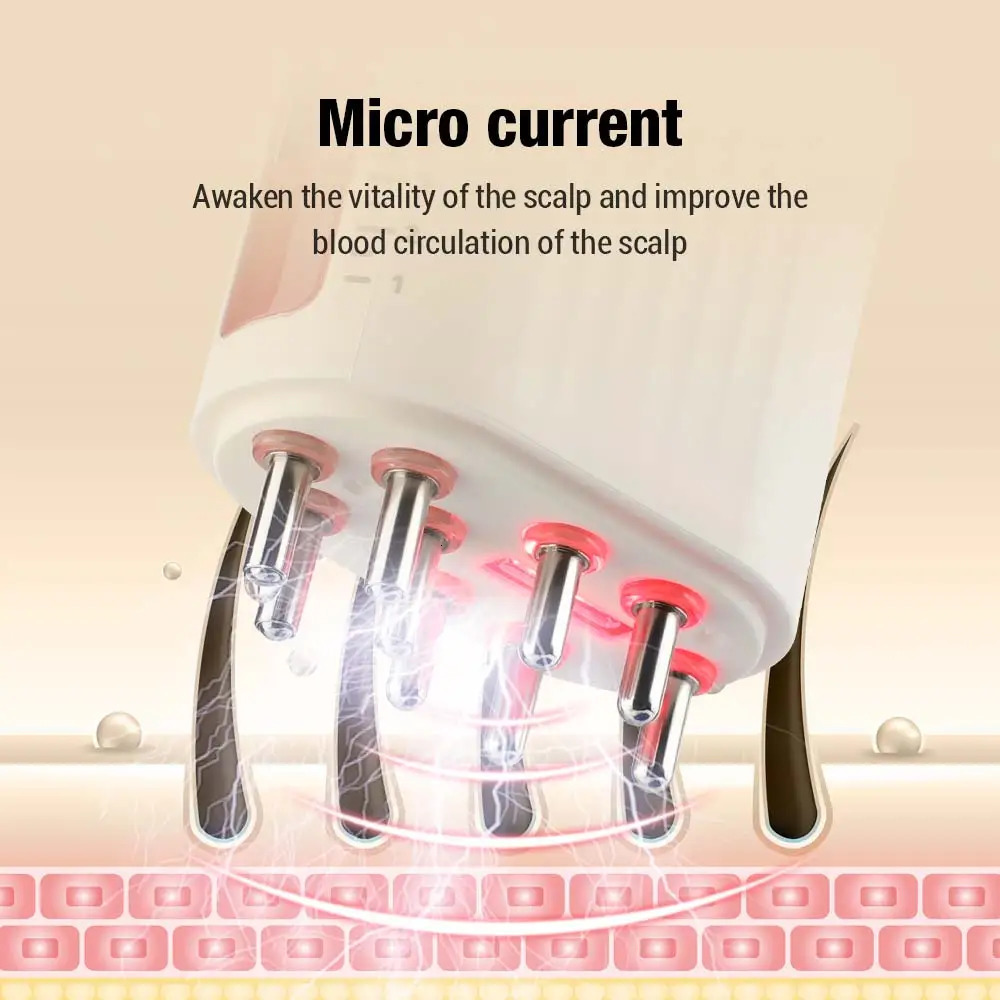 Portable Electric Vibration Massage Comb Red Light Microcurrent Essence Oil Applicator Promote Hair Growth Head Massager 240118