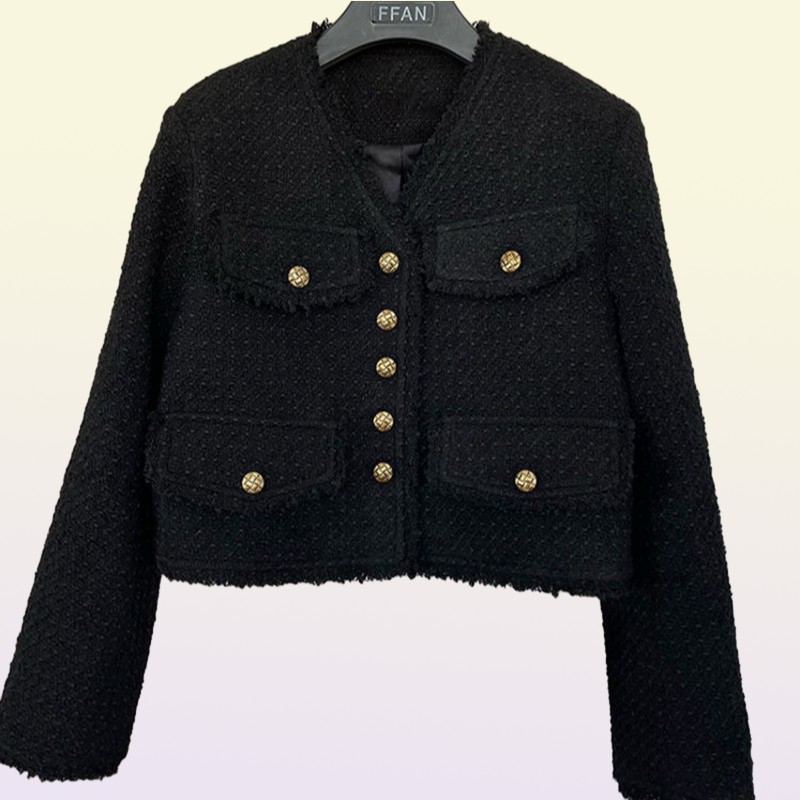 Korean Female Tweed Basic Jacket Coat Women Spring Designer Jackets Clothing Outerwear Coats Style Suit Kawaii OL 2208159518565