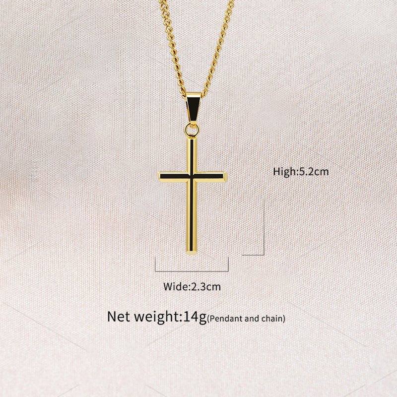 Fashion Charm Mens 18k Gold Cross Pendant Necklaces Hip Hop Jewelry Stainless Steel Chain Men Silver Necklace For Women Gifts