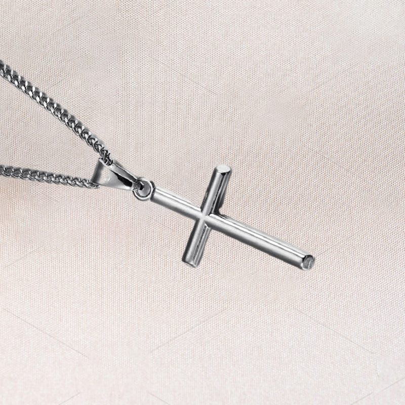 Fashion Charm Mens 18k Gold Cross Pendant Necklaces Hip Hop Jewelry Stainless Steel Chain Men Silver Necklace For Women Gifts