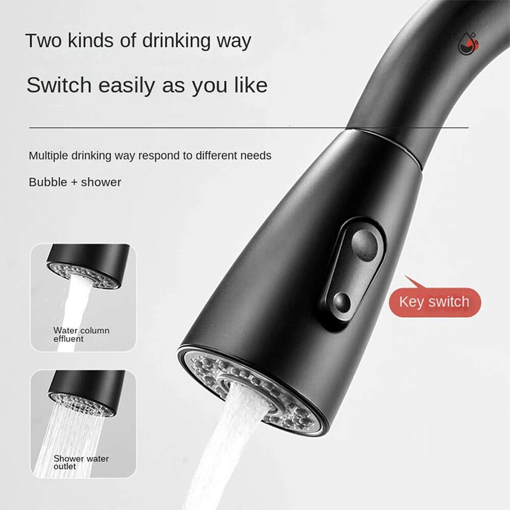 New New Kitchen Faucet Pull-Out Water Tap 2 Modes Sprayer 360 Rotation Hot And Cold Water Mixer Tap Deck Mounted Sink Faucet