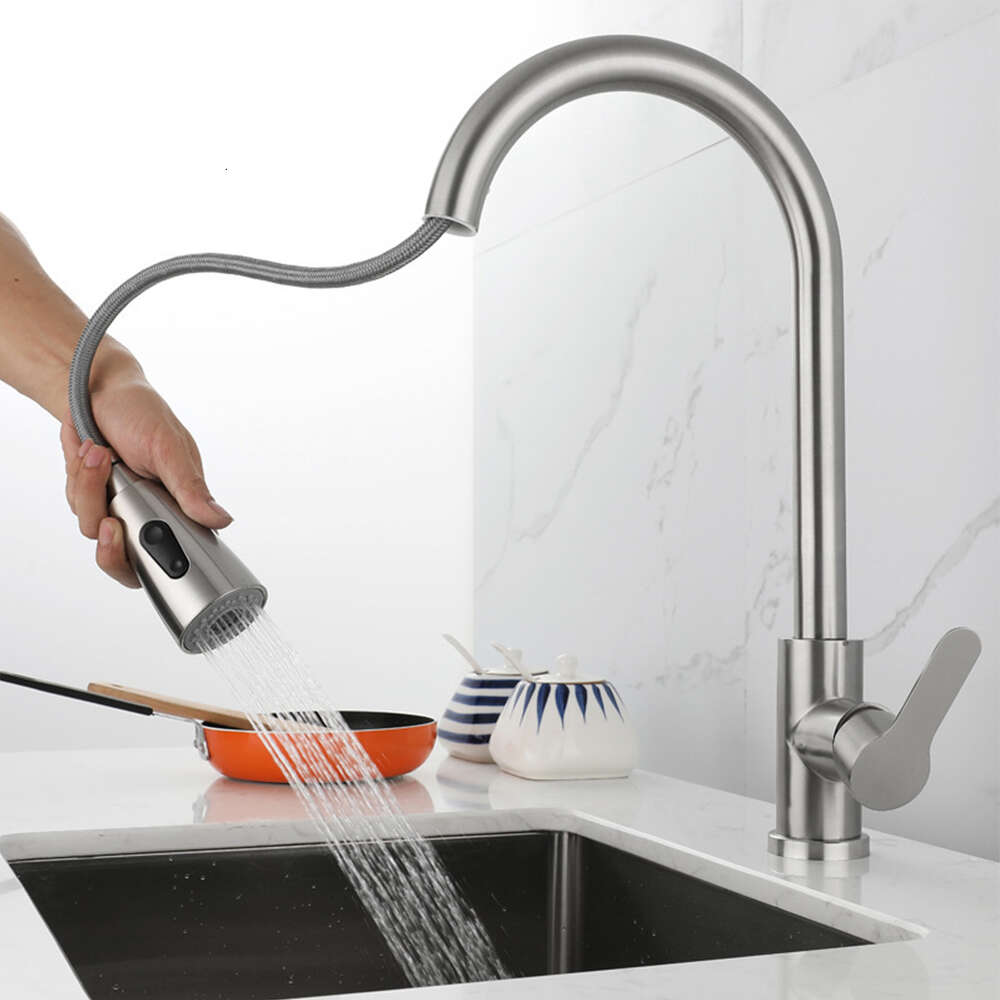 New New Kitchen Faucet Pull-Out Water Tap 2 Modes Sprayer 360 Rotation Hot And Cold Water Mixer Tap Deck Mounted Sink Faucet