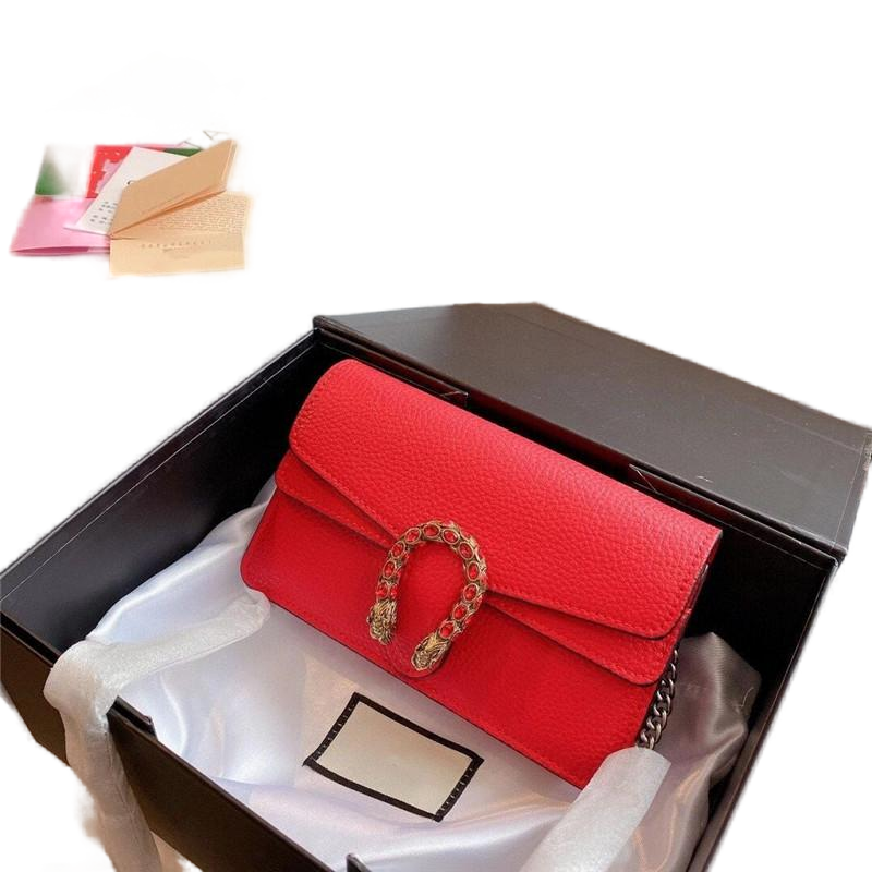 Vintage High Quality Genuine Leather Woman Fashion Handbag Metal Chain One Shoulder Bag Horseshoe Print Buckle Messenger Bags