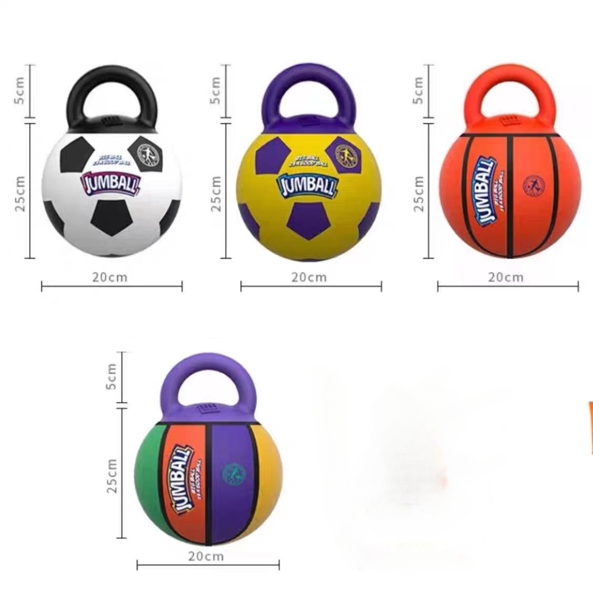 Pet Dog Toy Ball Bite-Resistant Basketball Rubber Handle Indestructible Large Dog Training Interactive Game Ball Toy 20cm