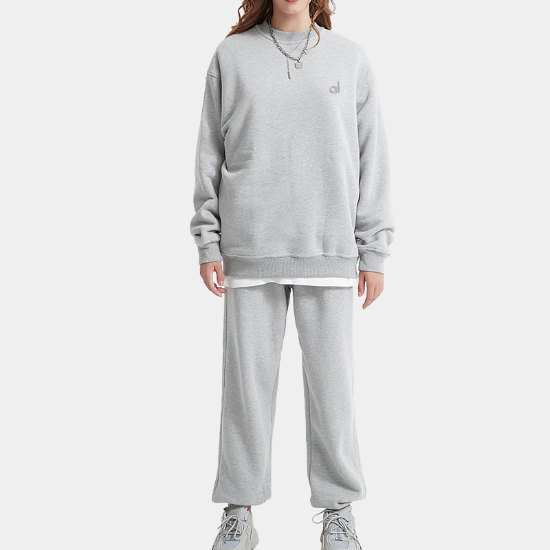 Yoga Slouchy Suit Sweatshirts +Sweatpants Plush Heavy Weight Crew Neck Pullover Lovers Studio-to-street Sweater Loose Jogger Sweatwear 3d on Chest