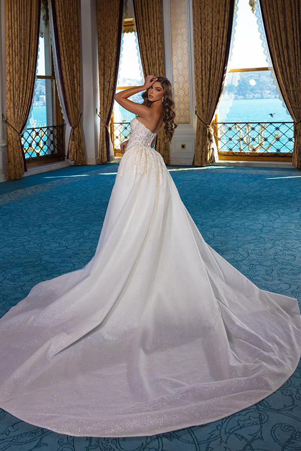 Elegant Mermaid Wedding Strapless Applique Bridal Gowns Detachable Train Lace Up Bride Dresses Custom Made 0219