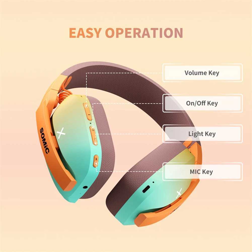Headsets Somic G810 Wireless Bluetooth Headphone With 3 Modes Connection35ms ultra-low latencyCool Light Wireless Gaming Headset J240123