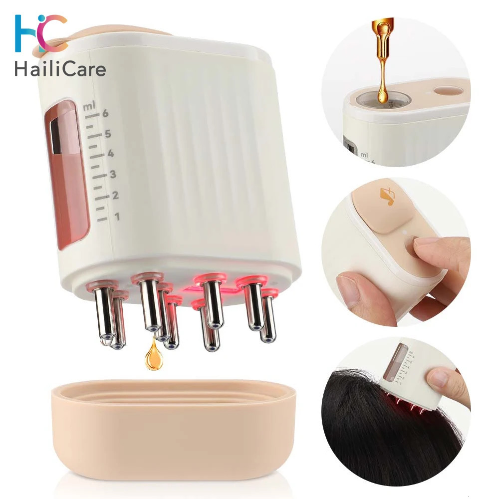 Portable Electric Vibration Massage Comb Red Light Microcurrent Essence Oil Applicator Promote Hair Growth Head Massager 240118