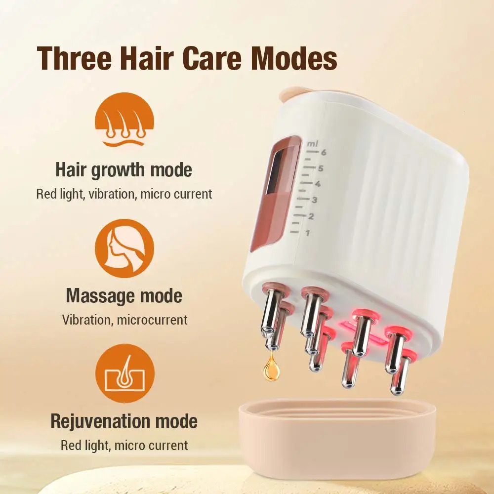 Portable Electric Vibration Massage Comb Red Light Microcurrent Essence Oil Applicator Promote Hair Growth Head Massager 240118