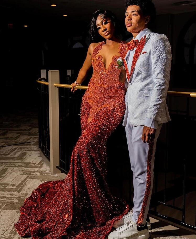 Orange Sparkly African Evening Ceremony Dress for Women Luxury Diamond Crystal Velvet Prom Birthday Gown vestidos de gala