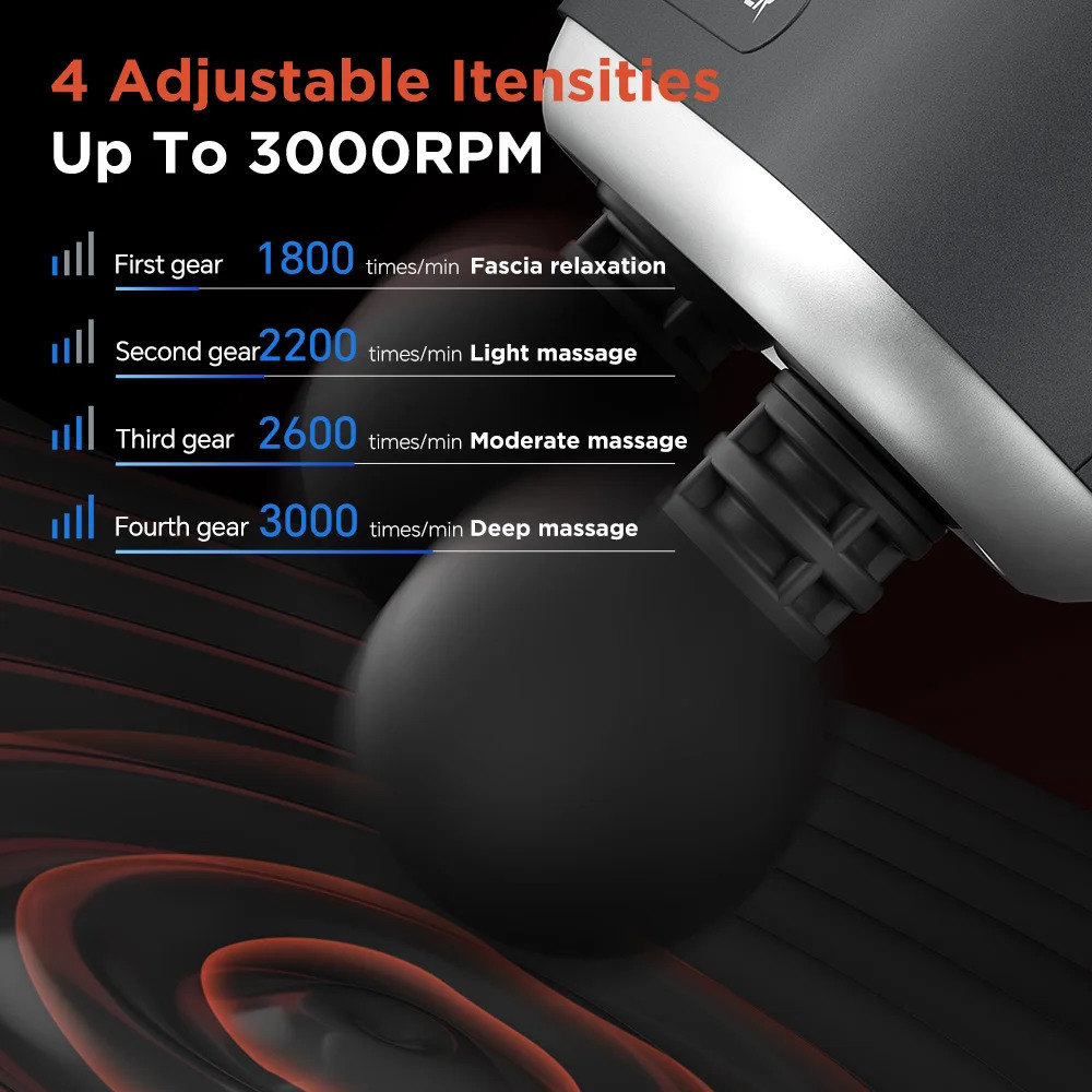 Booster Electric Dual Heads Massage Gun with Compress Portable 4 Gears for Muscle and Shoulder Relaxation Pain Relief 240118