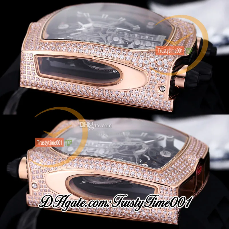 Other Clocks Buga Chiron Tourbillon Autoamtic Mens Watch With 16 Cylinder Engine, Skeleton Dial, Iced Out Diamond Station Necklace Inlay, Home Decor)