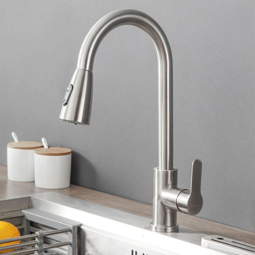 New New Kitchen Faucet Pull-Out Water Tap 2 Modes Sprayer 360 Rotation Hot And Cold Water Mixer Tap Deck Mounted Sink Faucet