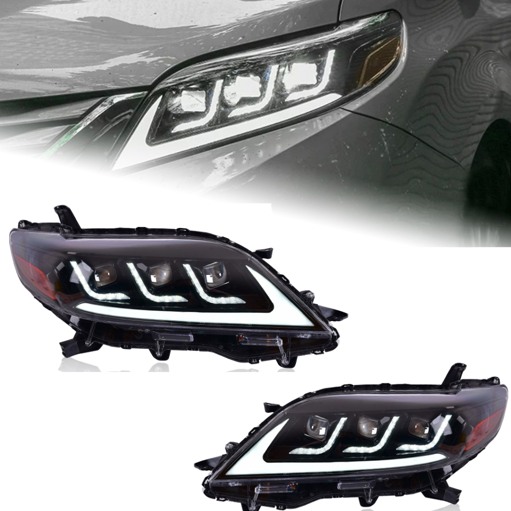 Car Lights Assembly for Toyota Sienna 2011-20 19 LED Turn Signal Daytime Light Hid Bi Xenon Auto Headlights Accessory