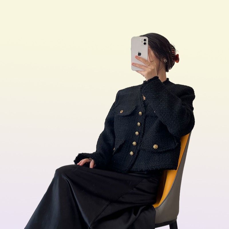 Korean Female Tweed Basic Jacket Coat Women Spring Designer Jackets Clothing Outerwear Coats Style Suit Kawaii OL 2208159518565