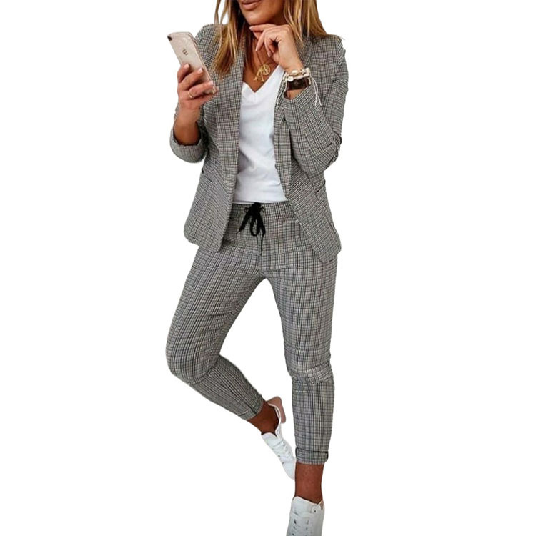 Womens Two Piece Pants Spring Fashion Ladies Pant Suit Formal Women Office Casual Work Wear Blazer And Trouser Temperament Set
