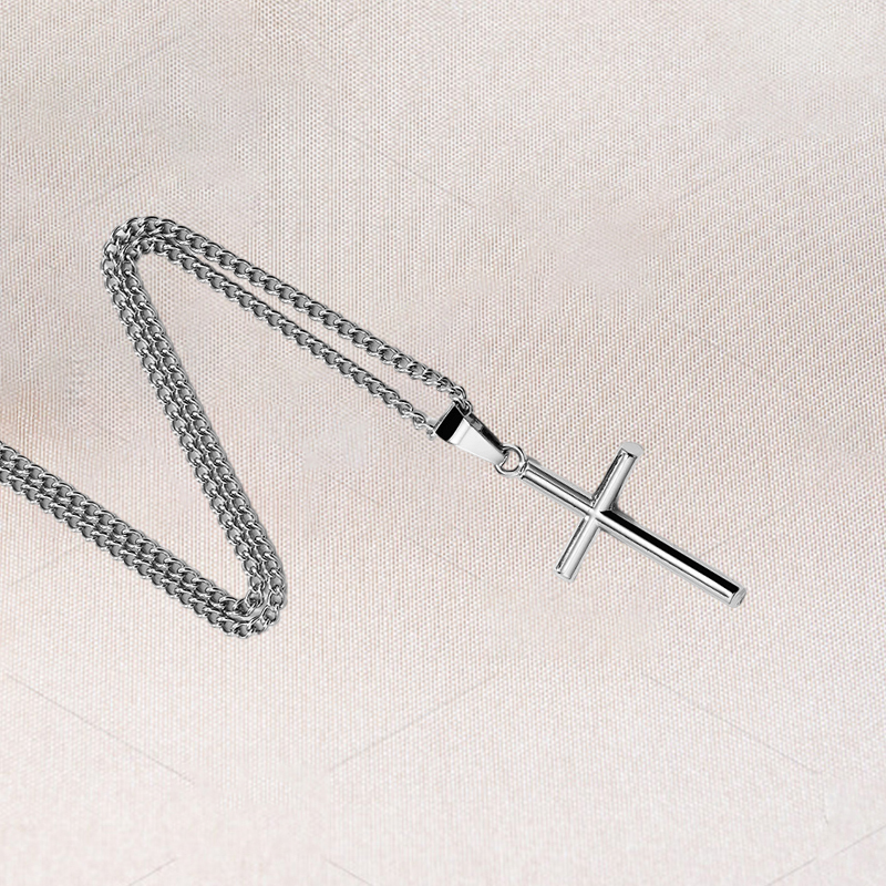 Fashion Charm Mens 18k Gold Cross Pendant Necklaces Hip Hop Jewelry Stainless Steel Chain Men Silver Necklace For Women Gifts