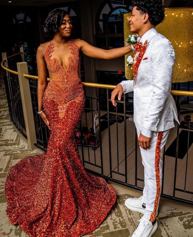 Orange Sparkly African Evening Ceremony Dress for Women Luxury Diamond Crystal Velvet Prom Birthday Gown vestidos de gala