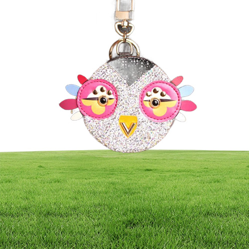 Cute Owl Chicken Crystal Cartoon Anime Coin Purse Keychain Pendant Pu Leather Wallet Key Chain For Women Bag Charm