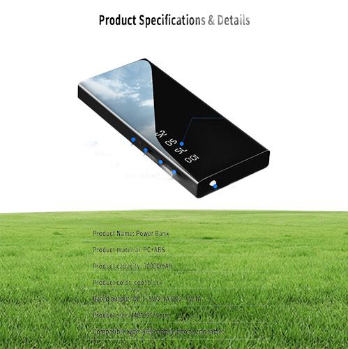 30000mAh Power Bank Led Flashlight LCD Digital Display Fast Charging External Battery Charger Cell Phone Power Banks8072420